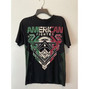 Men's American Fighter T-Shirt Green/Red/White Biker MMA Sz Small- FREE SHIPPING